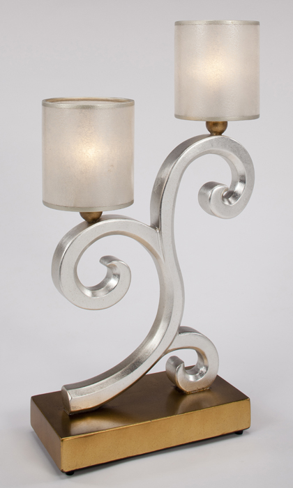 Silver Swirl Double Table Lamp, Silver Swirl Table Lamp