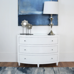 White Lacquer 3 drawer chest lifestyle