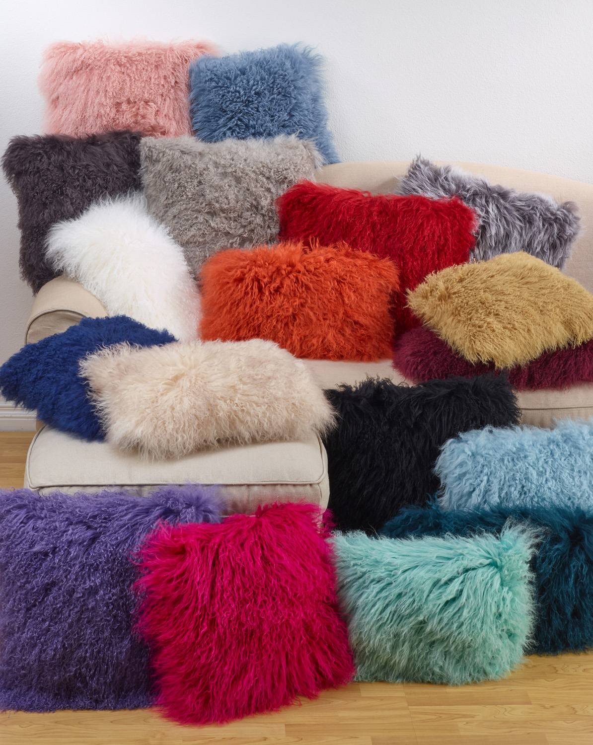 Mongolian Fur Pillow in a Rose color Katzberry Home