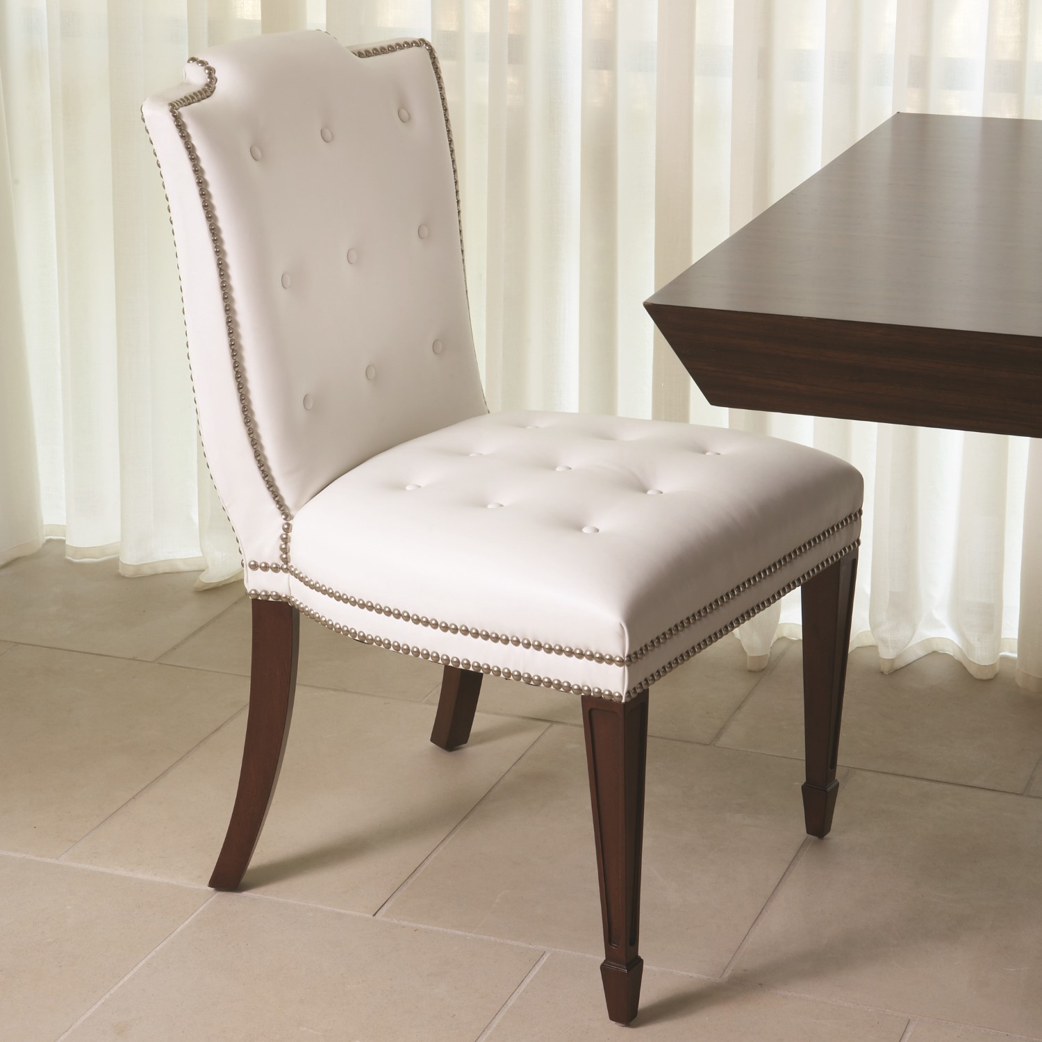 Atlanta Chair in White Leather Katzberry Home Decor