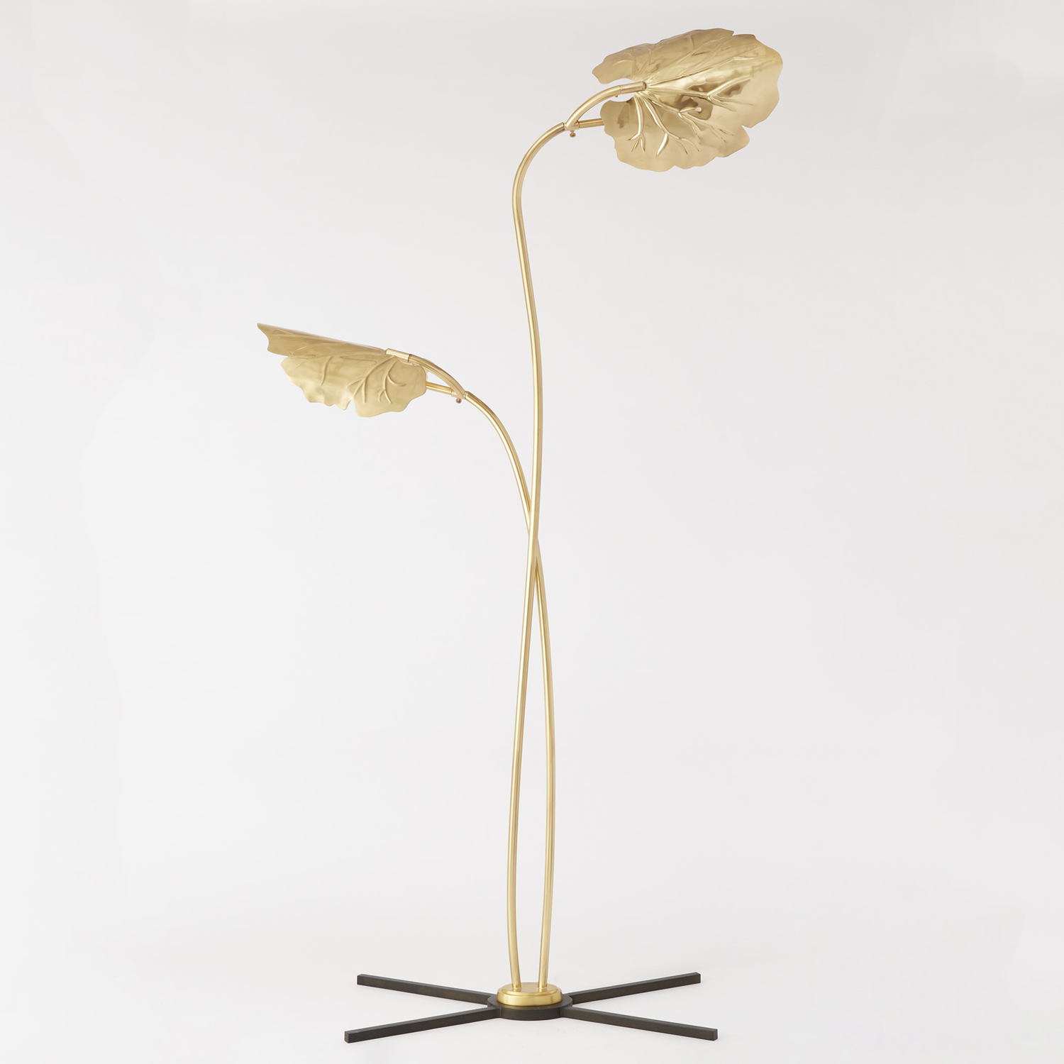 Gold Leaf Floor Lamp in Brass 