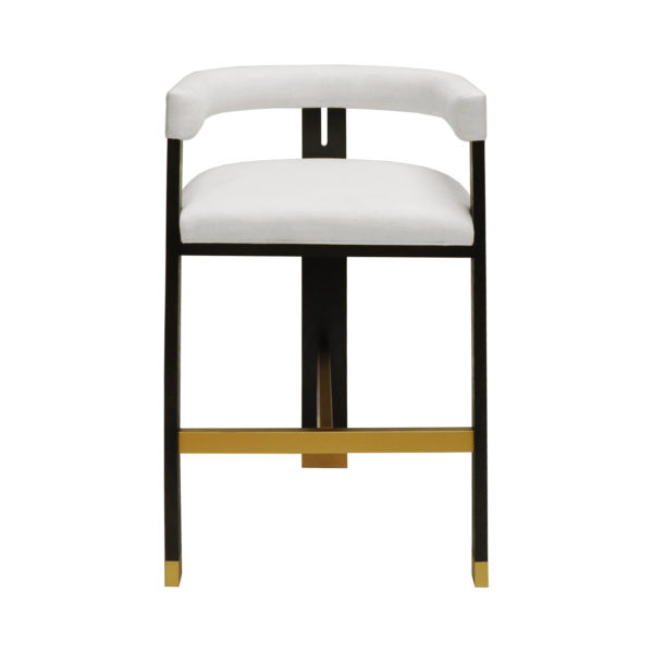 Luxe White Linen Tall Bar Chair