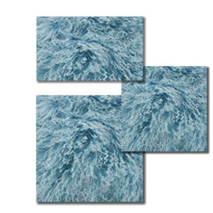 Mongolian Fur Pillows in Ice Blue color.