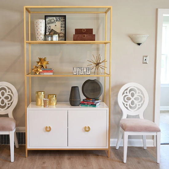 White and gold leaf display cabinet