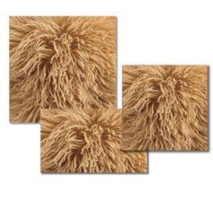 Mongolian Fur Pillow in Tuscan Gold color.