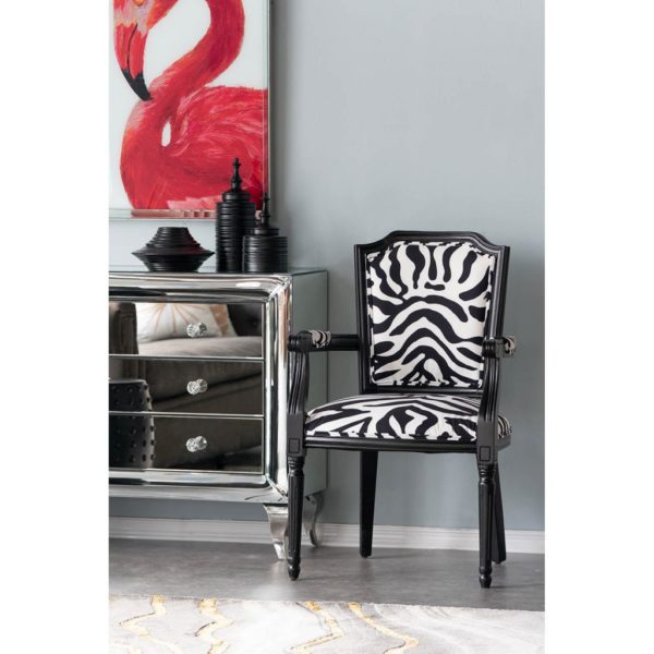 Black Zebra Upholstered Arm Chair