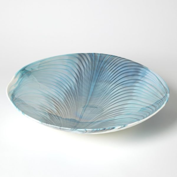 Murano Glass Ivory Turquoise Centerpiece Bowl/charger