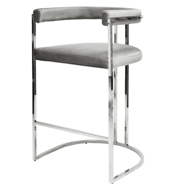 Barrel Back Bar chair in grey front