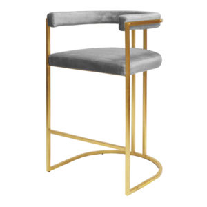 Donovan bar chair in gold leaf and grey upholstery