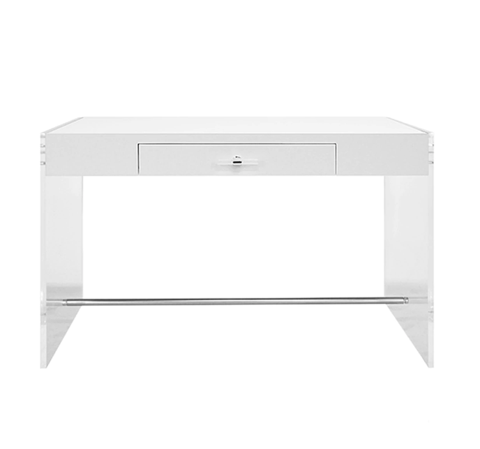 Matte White Lacquer And Acrylic Desk Katzberry Home Decor