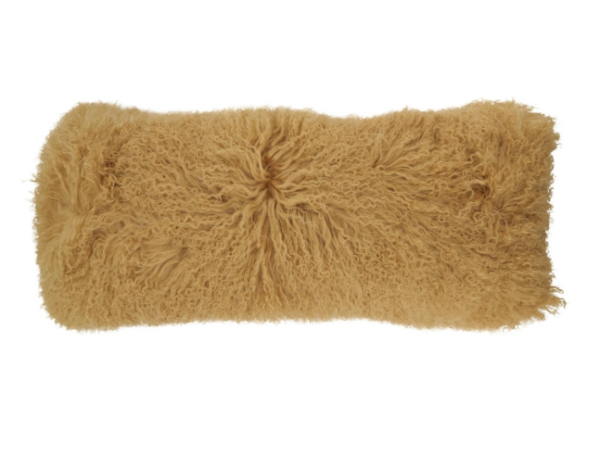 Mongolian fur pillow in tuscan gold, XL oblong size