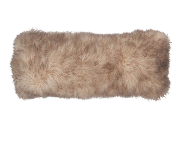 Mongolian fur pillow in Oyster color XL oblong size.