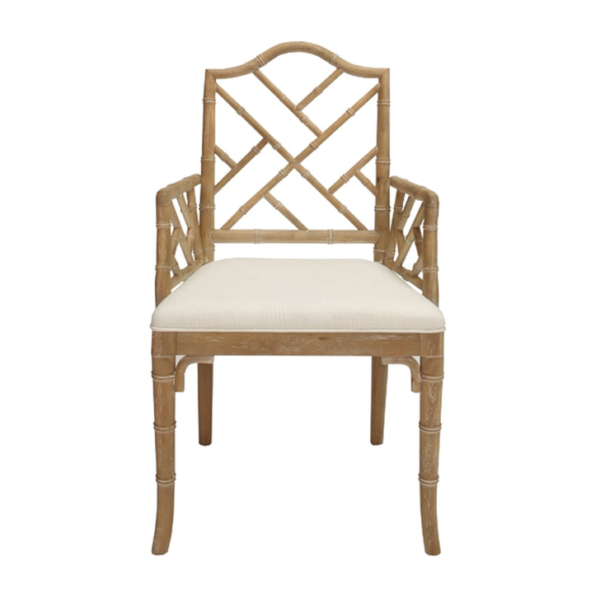 Chippendale Cerused Oak Arm chair front view