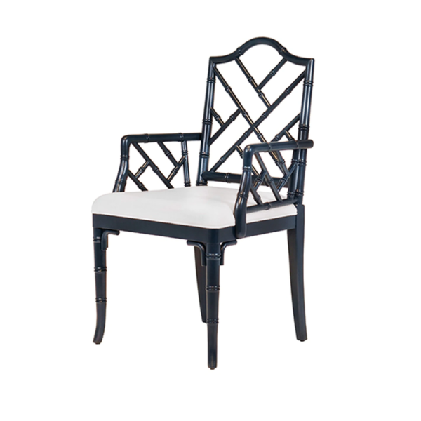 Chippendale Arm chair Navy lacquer side view