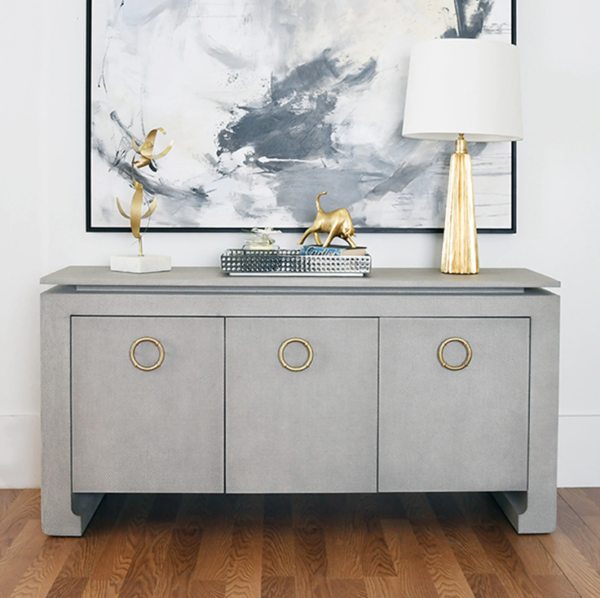 Tilley Tailored Grey Grasscloth buffet lifestyle photo
