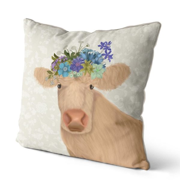 Bohemian Curly Cow pillow side view