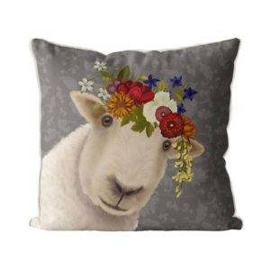 Bohemian Sheep pillow in grey front view